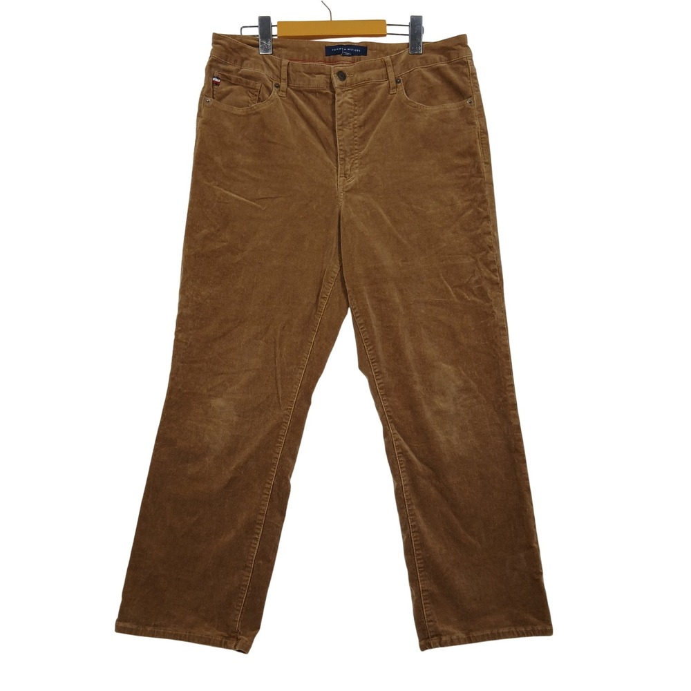 Tommy Hilfiger Tan Brown Corduroy Pants Womens Size 14 Straight Leg Stretch